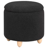 Valia - Faux Sheepskin Upholstered Round Storage Ottoman