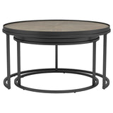 Rodrigo - 2 Piece Round Wood Nesting Table Set - Weathered Elm