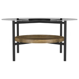 Delfin - Round Glass Top Coffee Table - Black And Brown