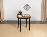 Hayden - Round Wood Top Side Table - Natural Mango And Black