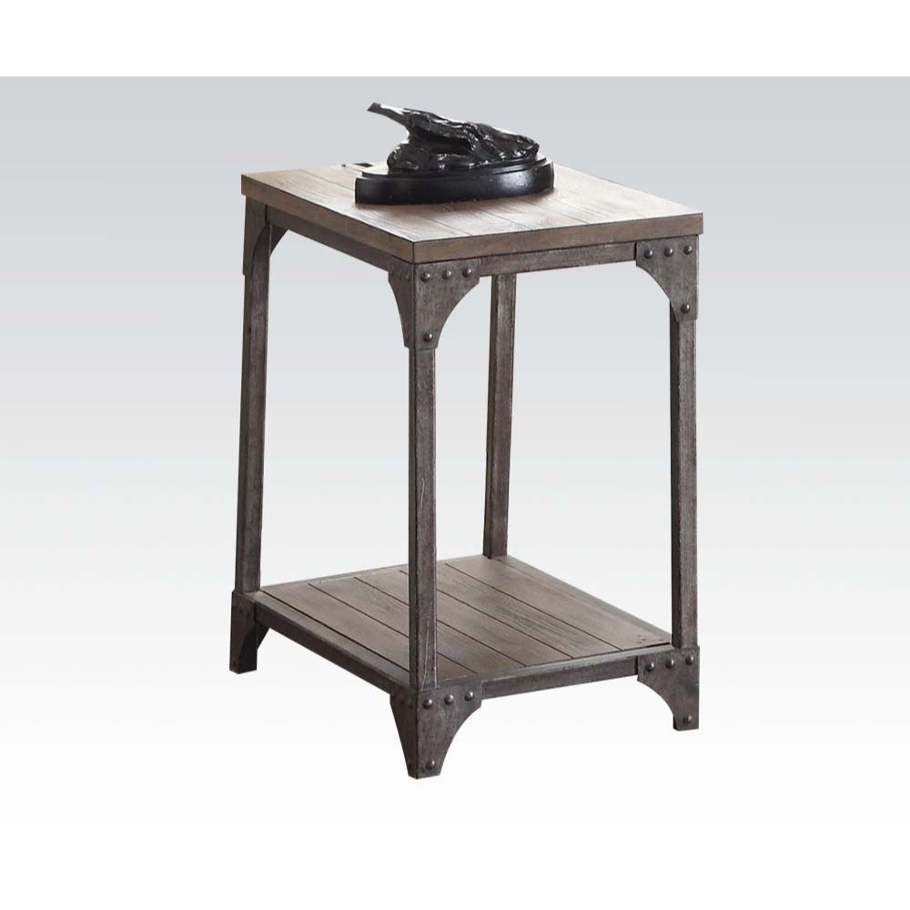 Gorden - End Table - Weathered Oak & Antique Nickel