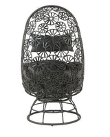 Hikre - Patio Lounge Chair - Clear Glass, Charcaol Fabric & Black Wicker