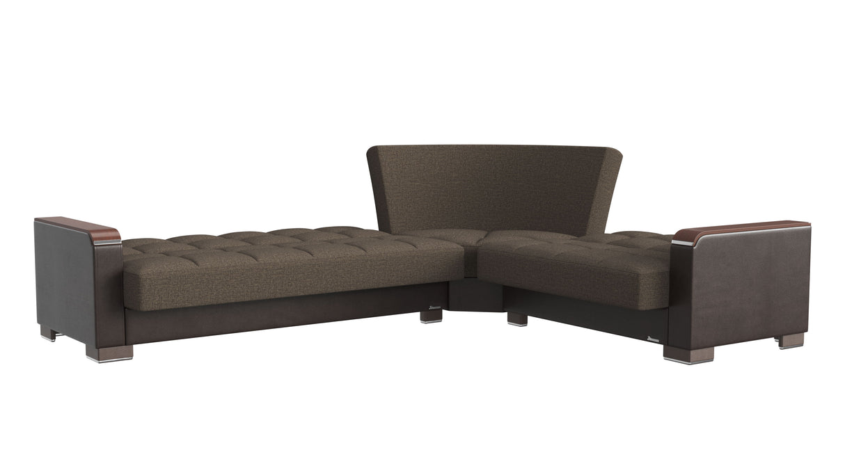 Ottomanson Armada X - Convertible Sectional With Storage - Gray Brown & Dark Brown