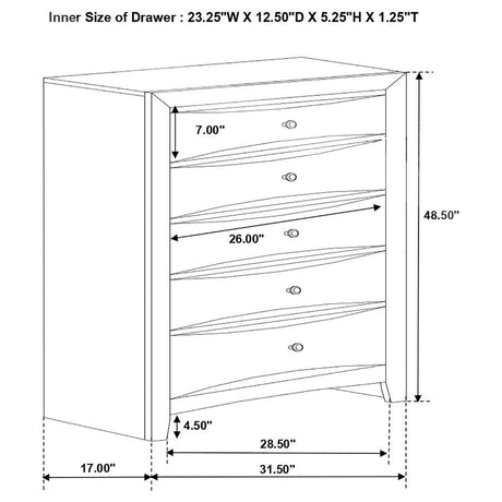 Briana - 5-Drawer Bedroom Chest - Black