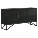 Riddell - 3 Door Wood Reeding Accent Cabinet - Matte Black