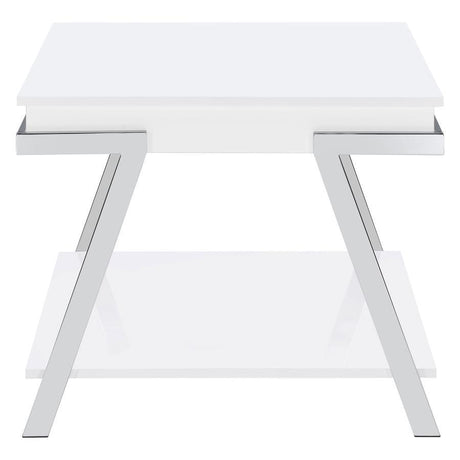 Marcia - Rectangular Side End Table - White High Gloss