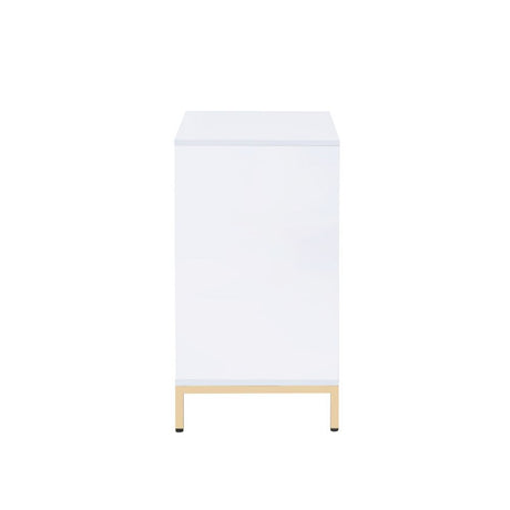 Ottey - Cabinet - White High Gloss & Gold