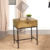 Stephie - Rectangular Side End Table With Storage - Honey Brown