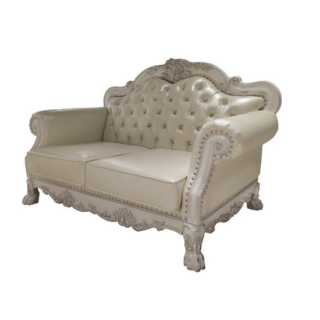 Dresden Loveseat - PU & Bone White Finish