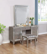 Leighton - Vanity Table Set With Stool - Metallic Mercury