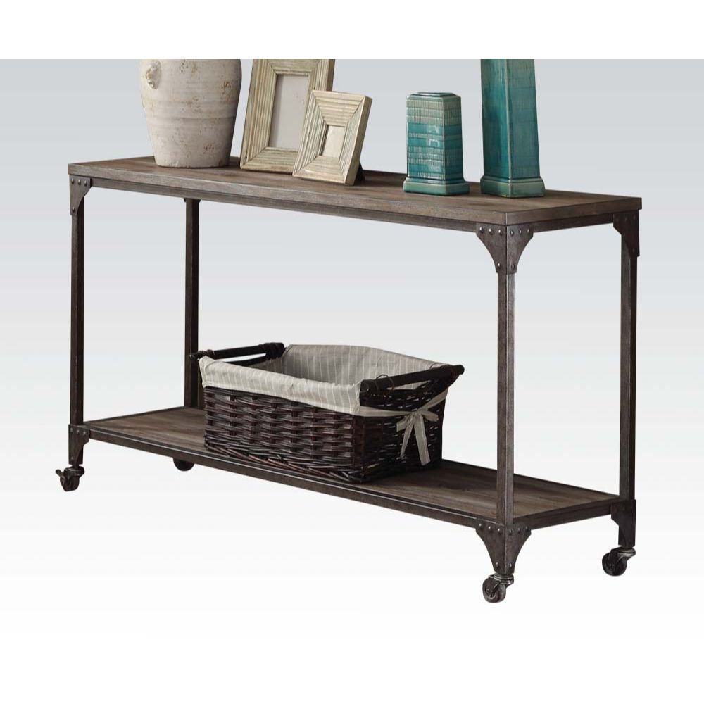 Gorden - Accent Table - Weathered Oak & Antique Nickel