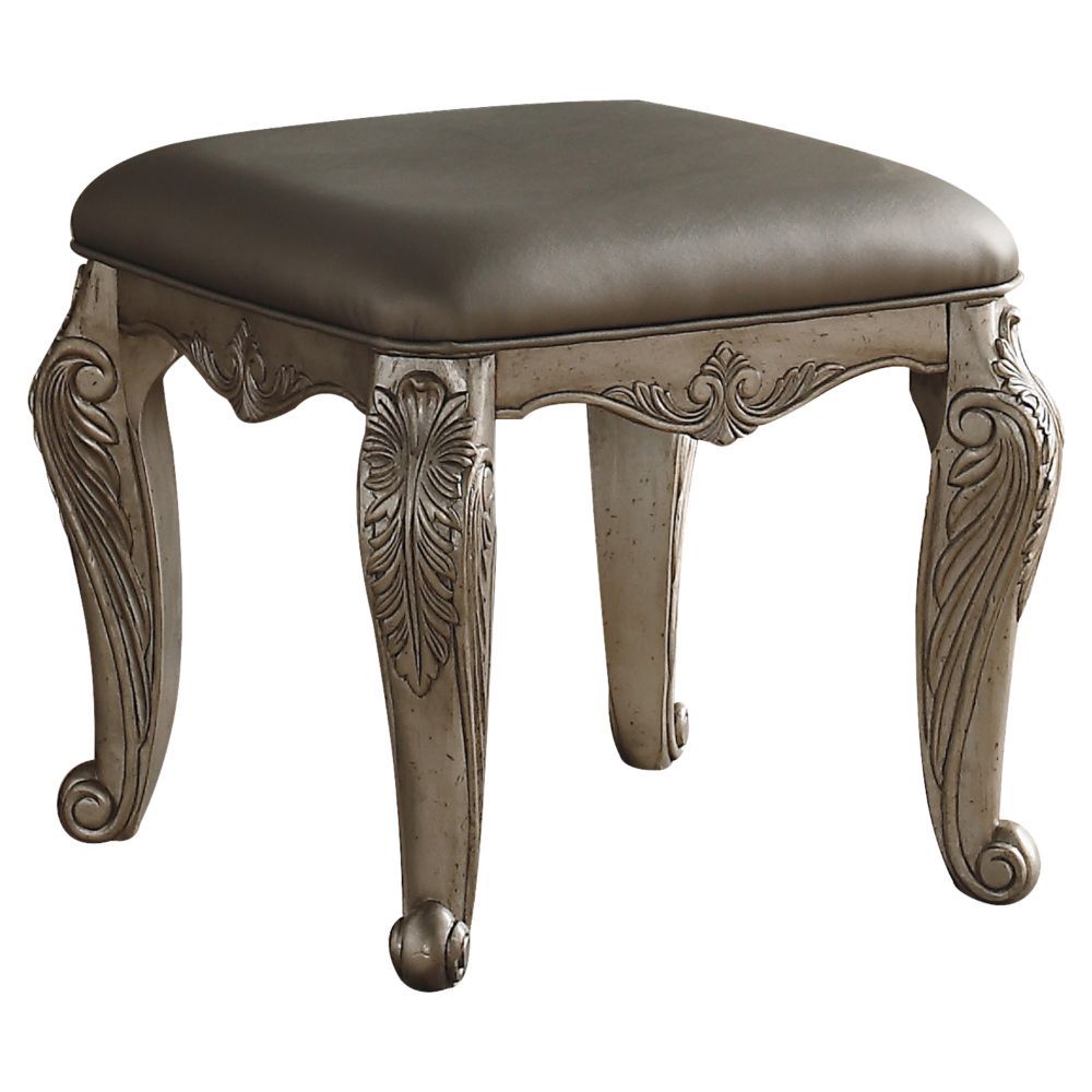 Northville - Vanity Stool - PU & Antique Silver