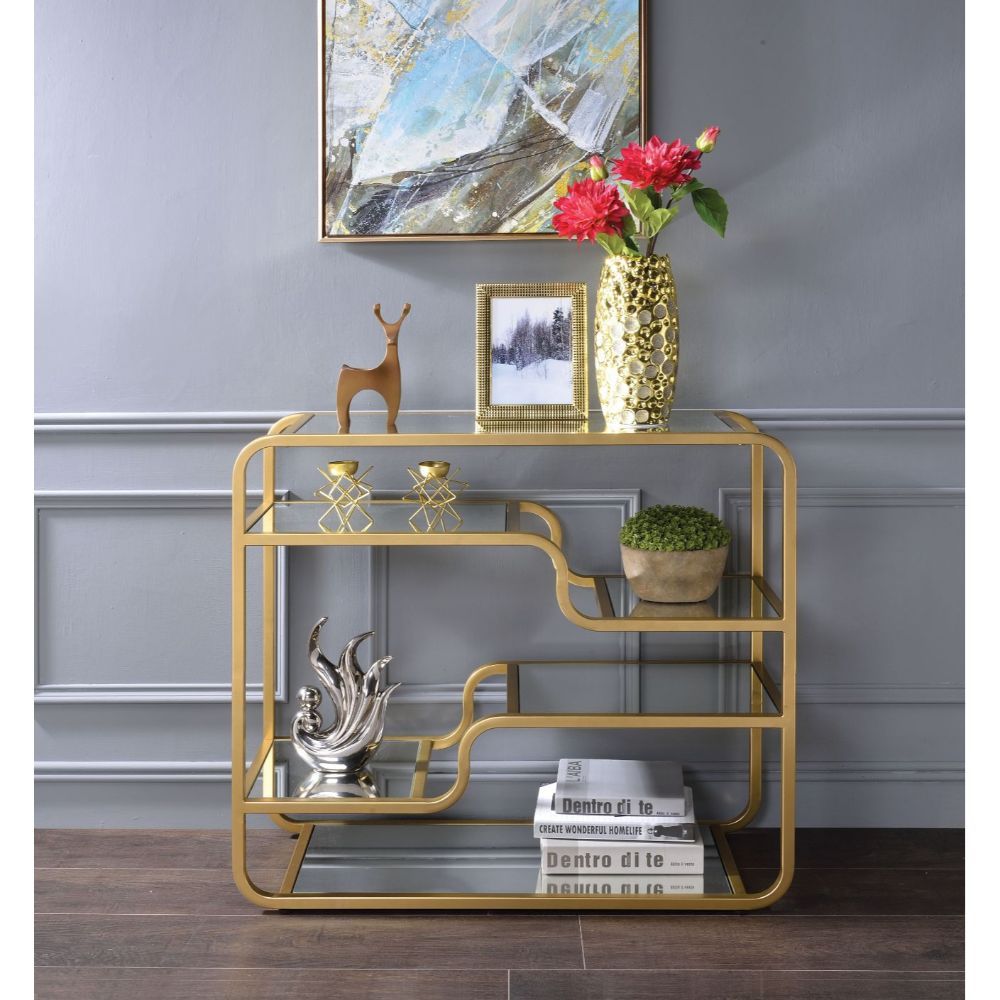 Astrid - Accent Table - Gold & Mirror