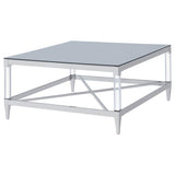 Lindley - Square Tempered Mirror Acrylic Coffee Table - Chrome