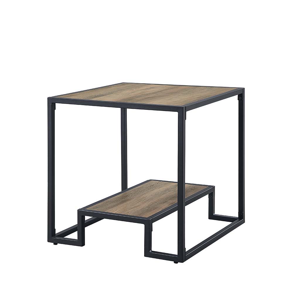 Idella - End Table - Rustic Oak & Black Finish