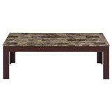 Rhodes - 3 Piece Faux Marble Top Coffee Table Set - Brown