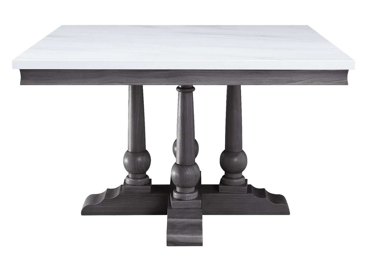 Yabeina - Dining Table - Marble Top & Gray Oak Finish - 30"