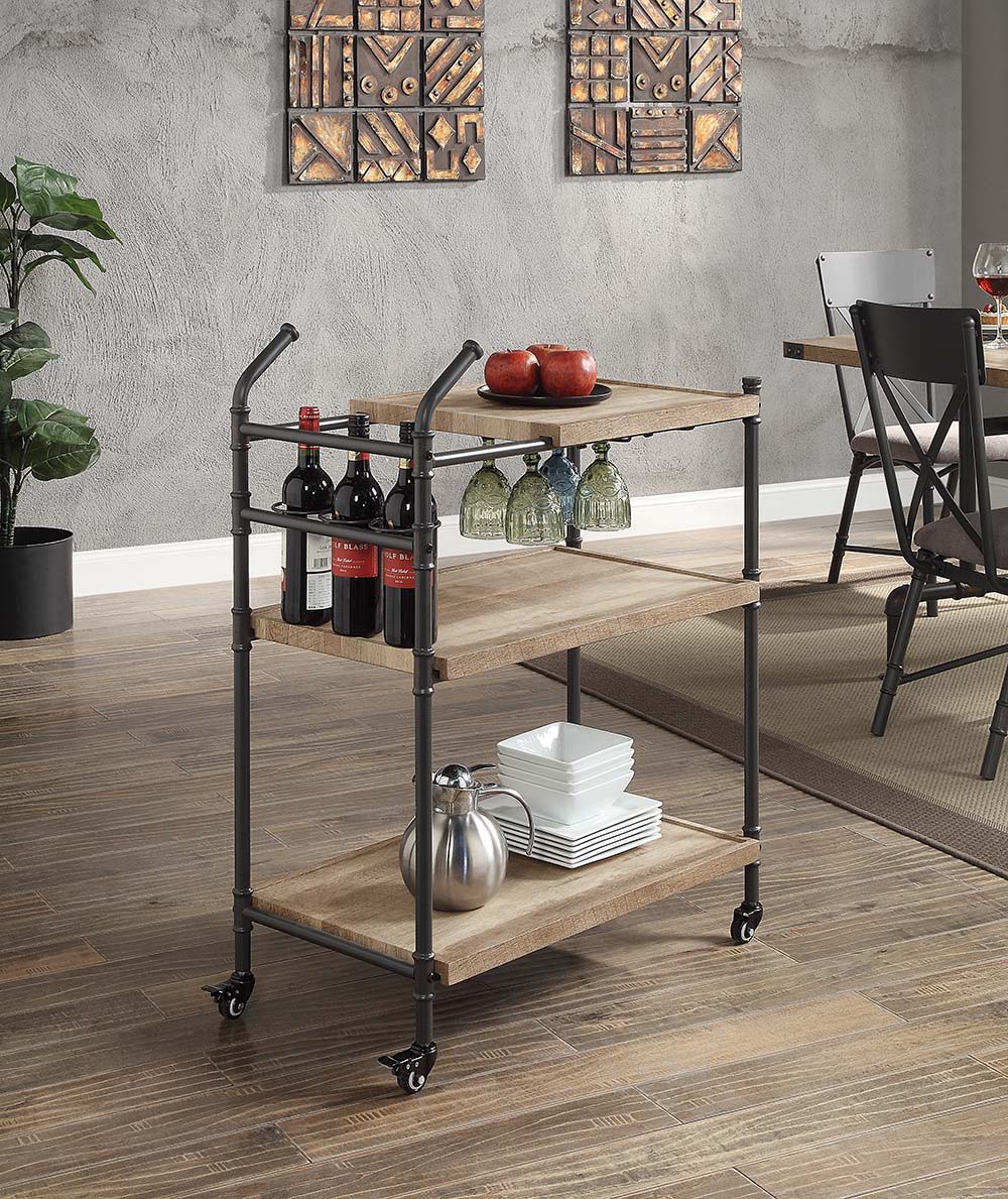 Brantley - Serving Cart - Oak & Sandy Black Finish