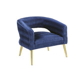 Aistil - Accent Chair - Blue Velvet & Gold Finish