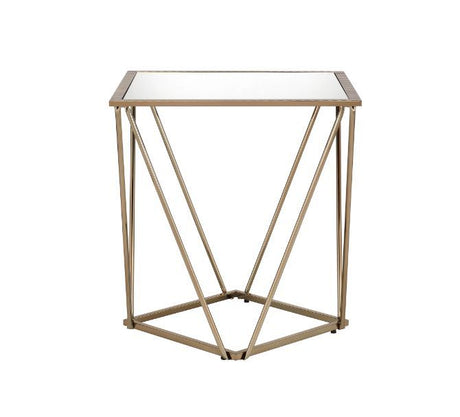 Fogya - End Table - Mirrored & Champagne Gold Finish