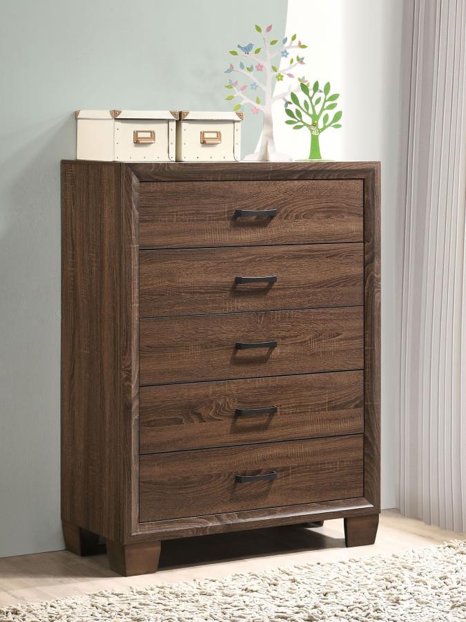 Brandon - 5-Drawer Bedroom Chest - Warm Brown