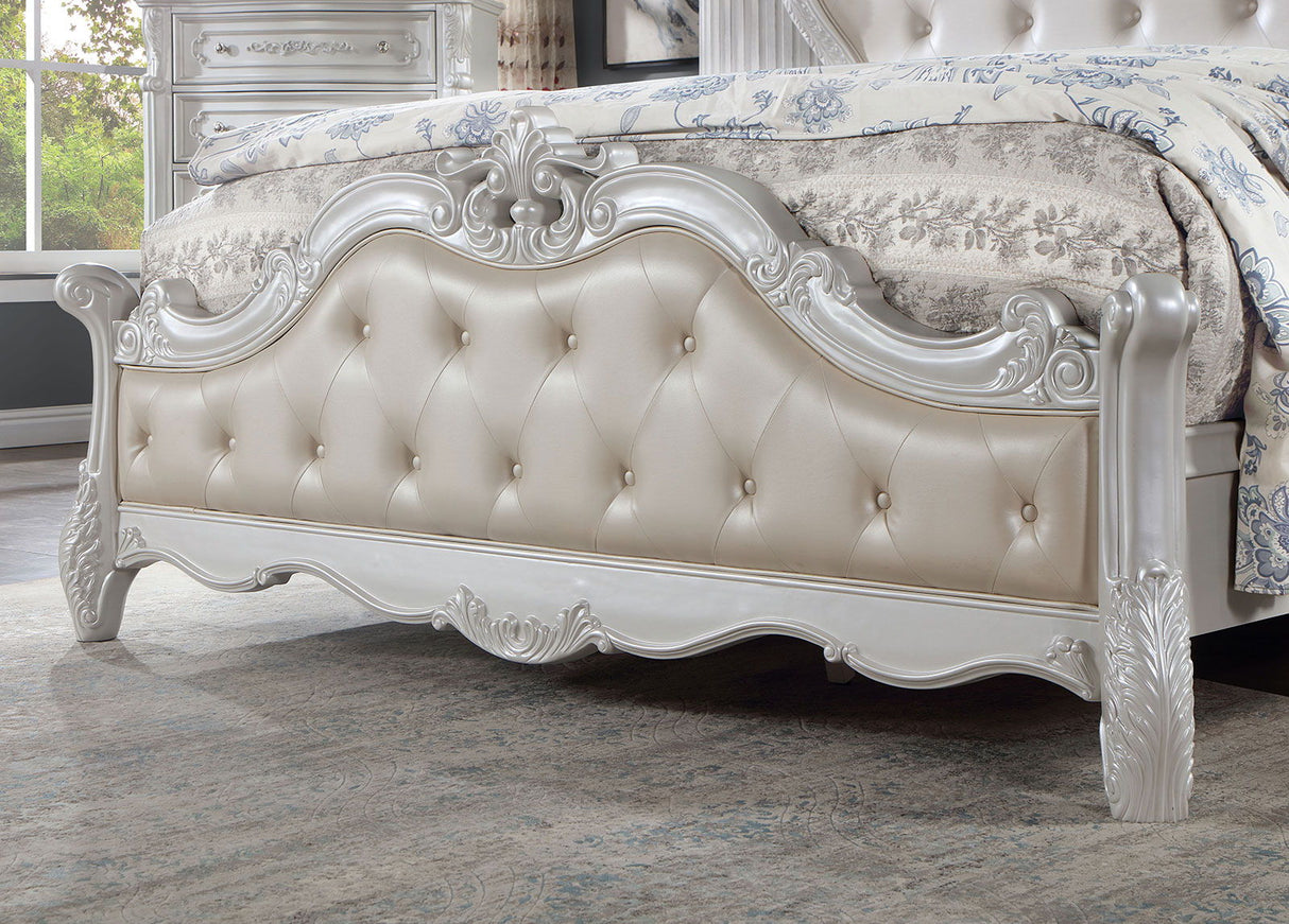 Rosalind - California King Bed - Pearl White