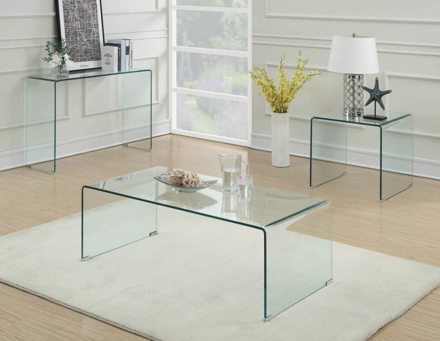 Ripley - Rectangular Tempered Bent Glass Coffee Table - Clear