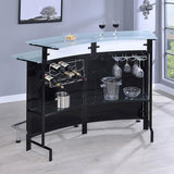 Keystone - Curved Glass Top Home Bar Wine Cabinet - Black