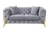 Jelanea - Loveseat - Gray Velvet & Gold Finish - 30"