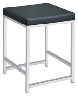 Afshan - Upholstered Square Padded Vanity Stool - Chrome