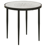 Kofi - Round Marble Top Accent Side Table - White And Black