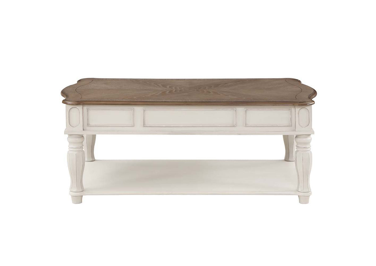 Florian - Coffee Table - Oak & Antique White Finish