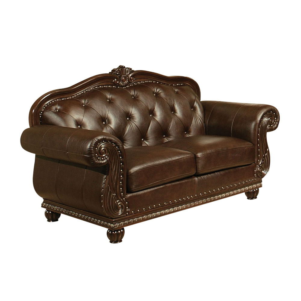 Anondale - Loveseat - Espresso Top Grain Leather Match