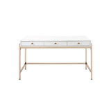 Ottey - Desk - White High Gloss & Gold - 31"