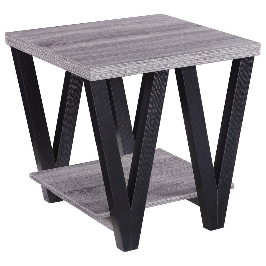 Stevens - Engineered Wood End Table Antique - Gray And Black