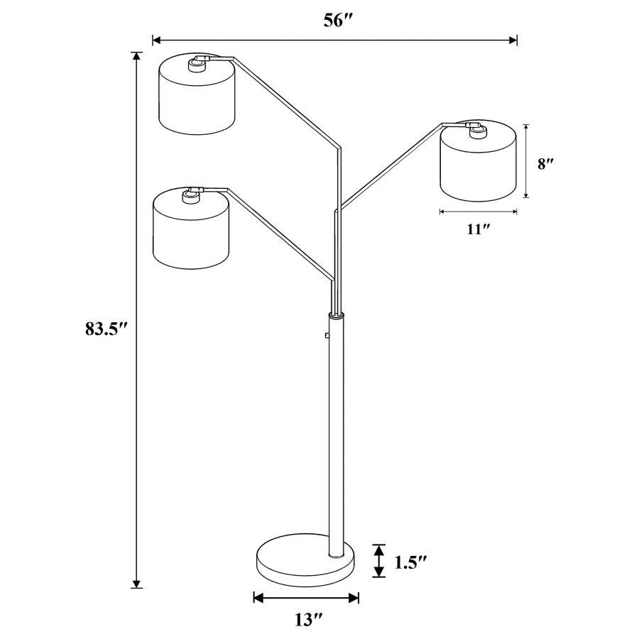 Jirou - Drum Shade Tree Floor Lamp - Satin Nickel