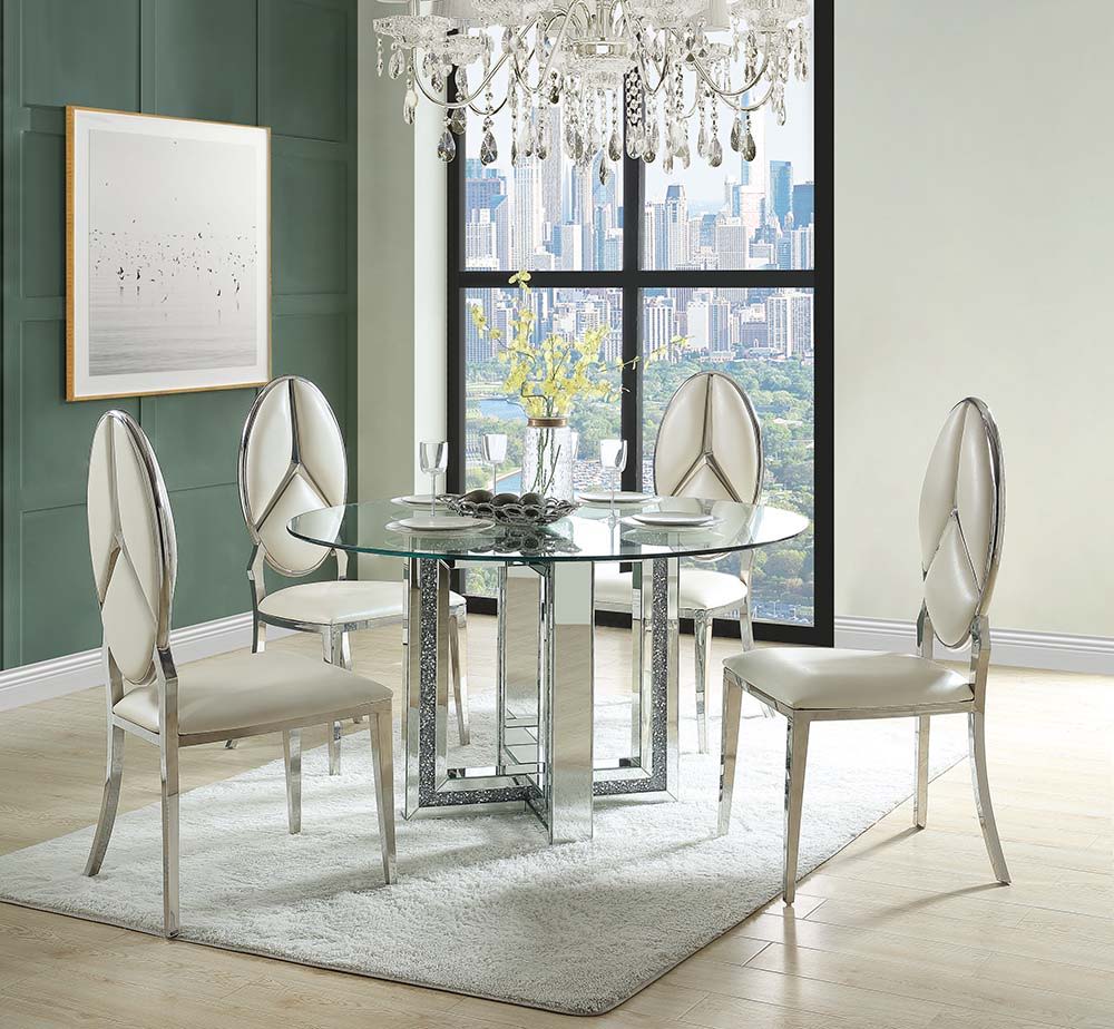 Noralie - Dining Table - Mirrored & Faux Diamonds