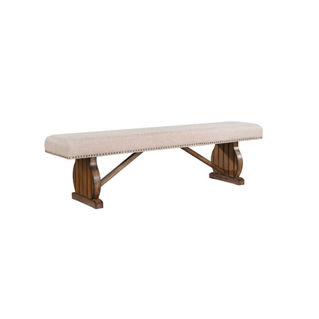 Maurice - Bench - Khaki Linen & Antique Oak