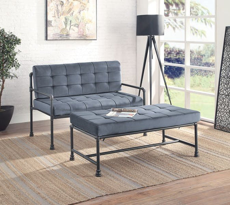 Brantley - Loveseat - Gray Velvet & Sandy Gray Finish