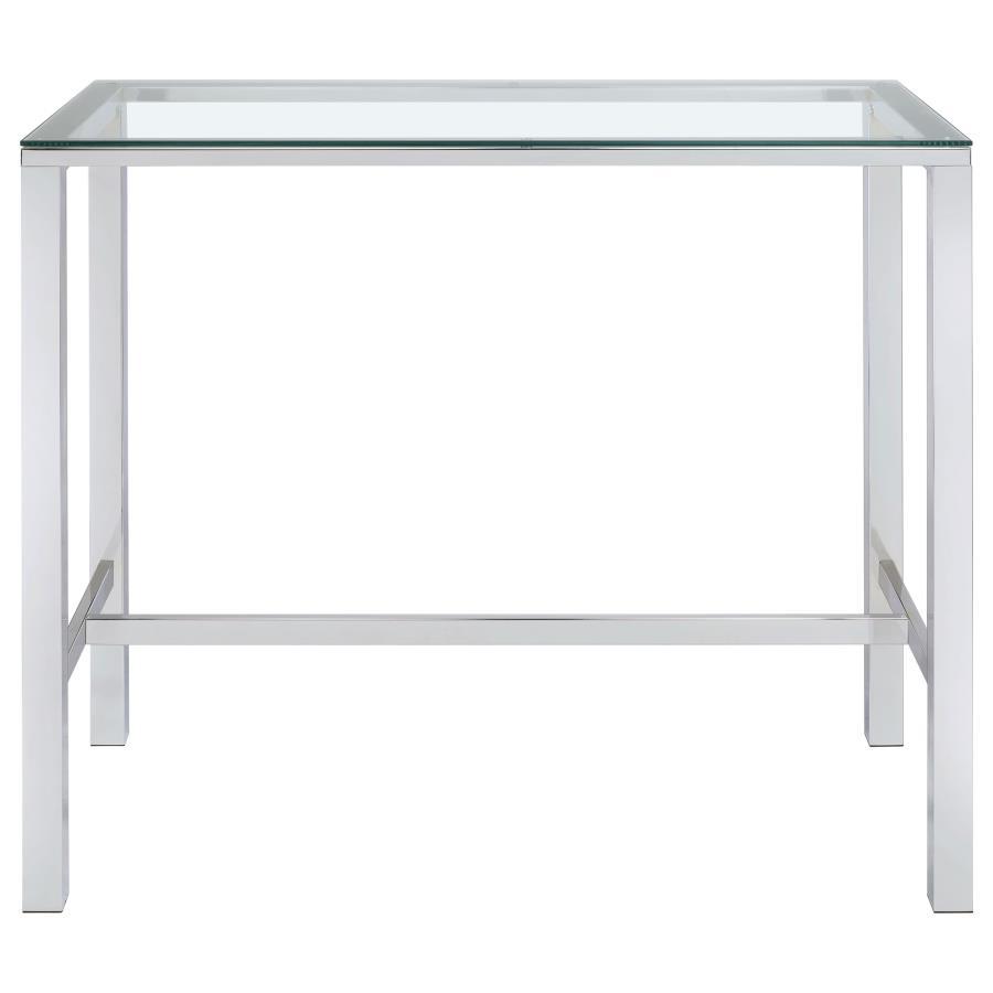 Tolbert - Rectangular Glass Top Pub Bar Table - Chrome