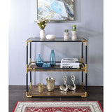 Heleris - Accent Table - Black/Gold & Smoky Glass